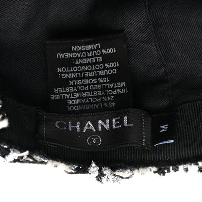 Chanel Metallic Tweed CC Cap Hat M White Black 8 of 9