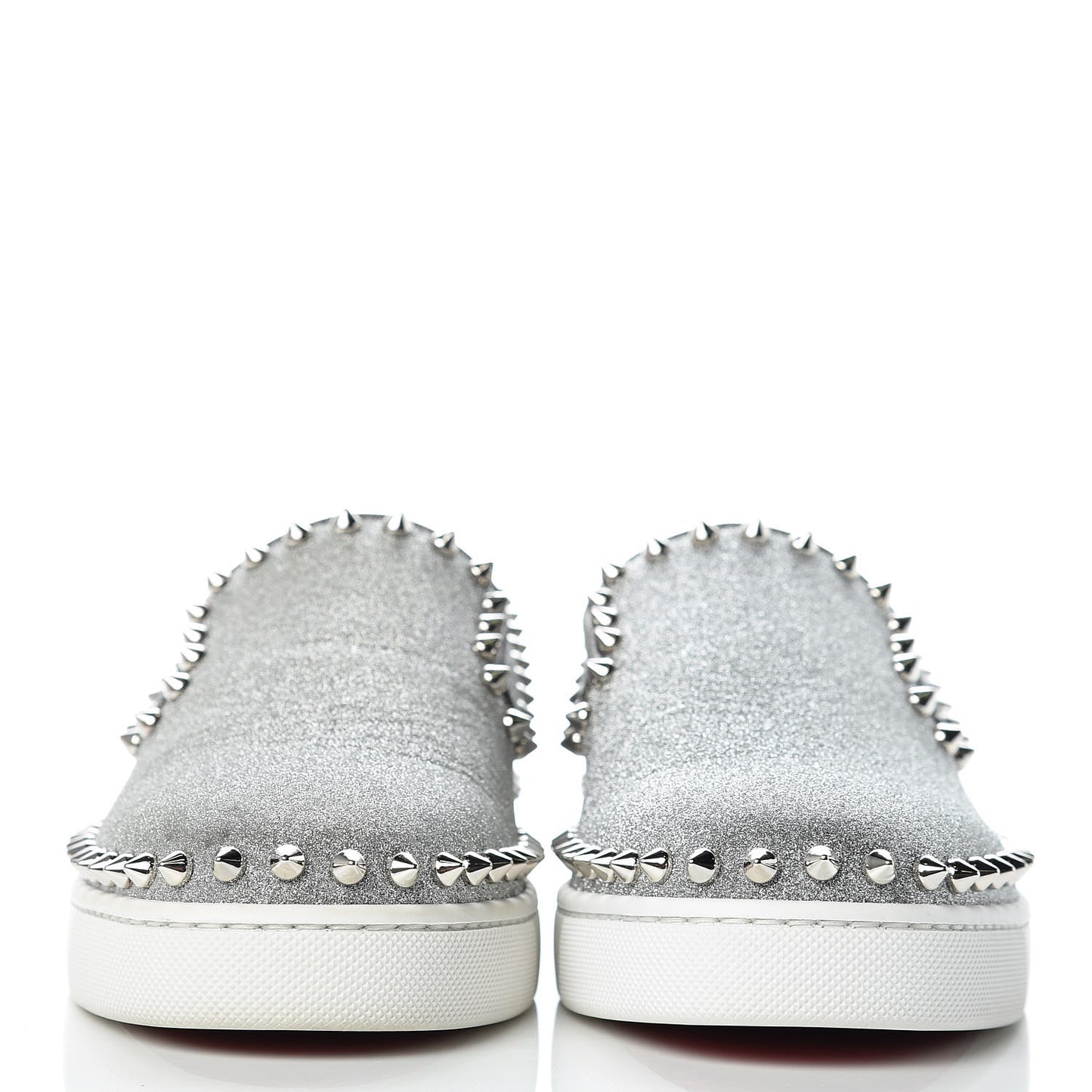 Calfskin Spikes Womens Pik Boat Glitter Sneakers 37 Silver