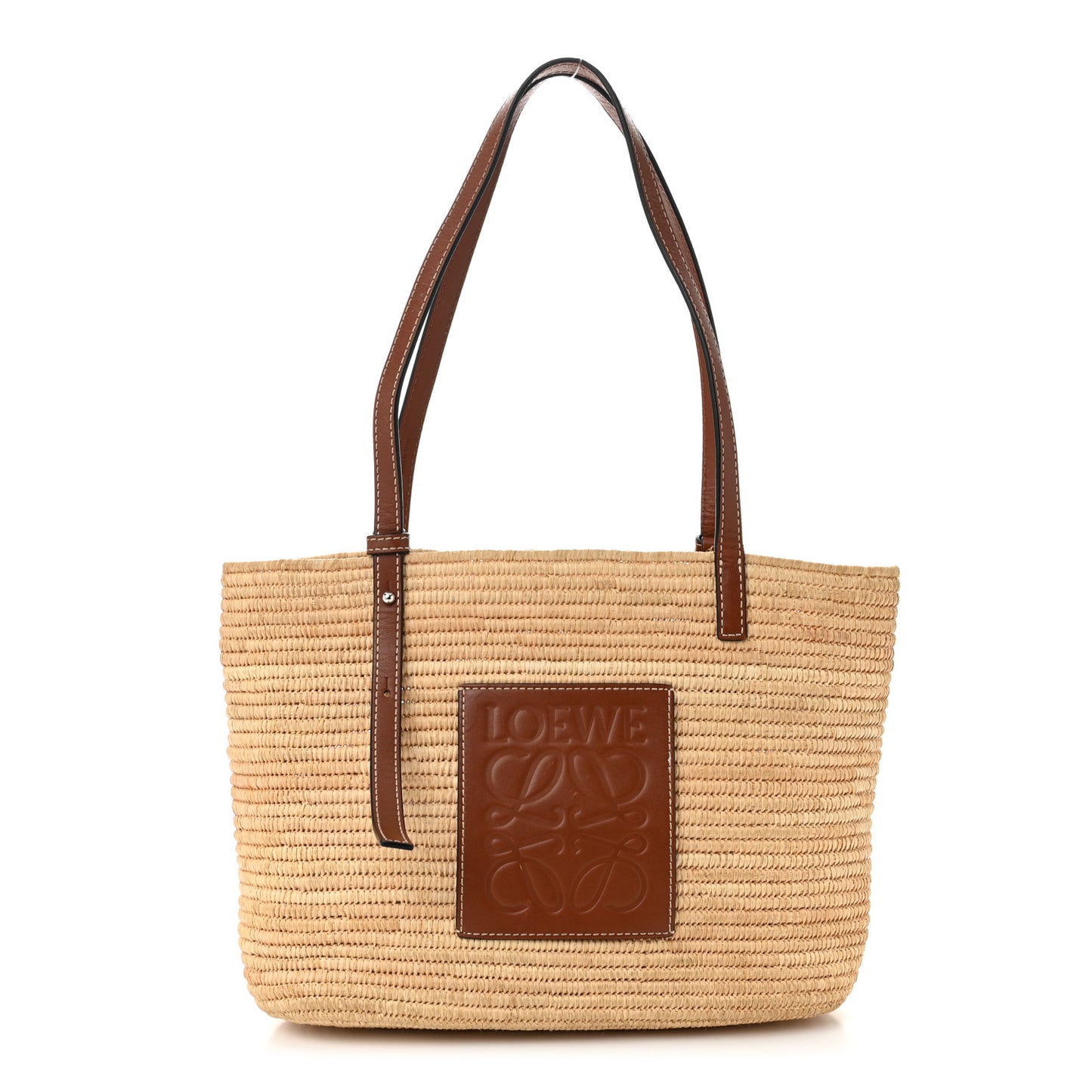 Raffia Small Square Basket Tote Bag Natural Tan