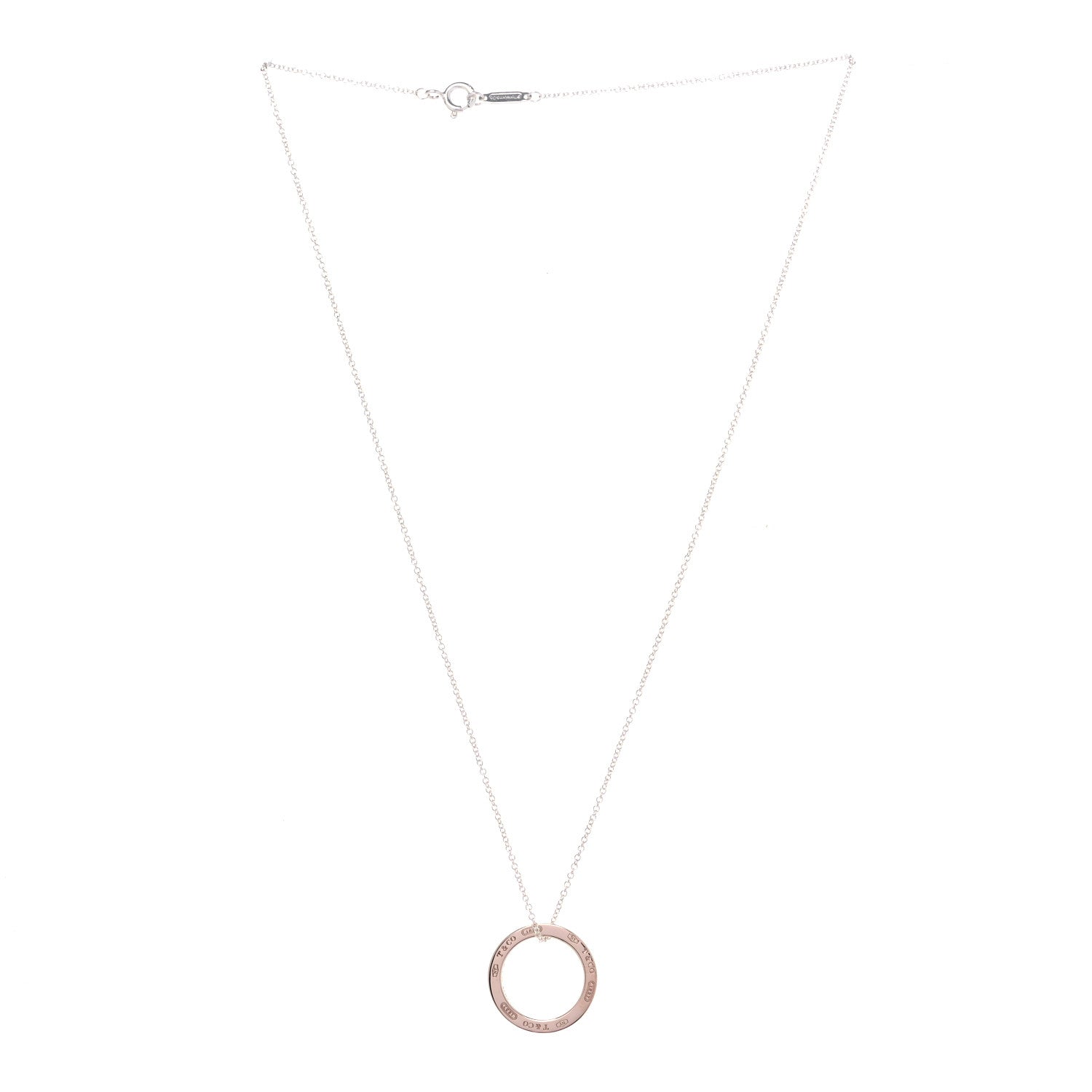 Tiffany Sterling Silver Rubedo 1837 Circle Pendant Necklace 2 of 7