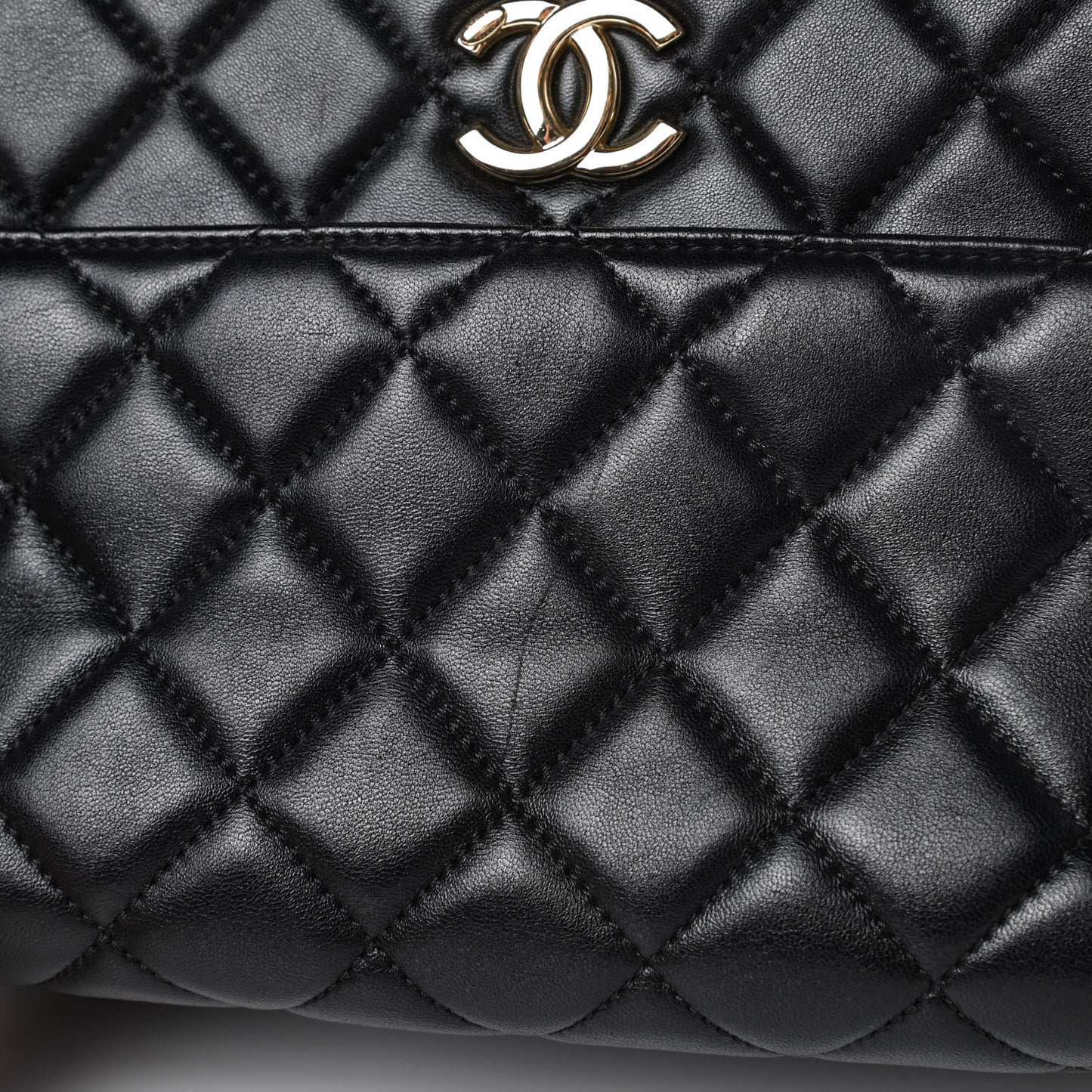 Lambskin Quilted Medium Trendy CC Bowling Bag Black