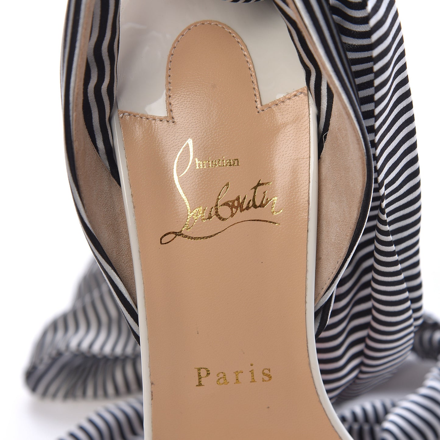 Patent Specchio Crepe Satin Du Desert 100 Sandal 39.5 Black White Gold