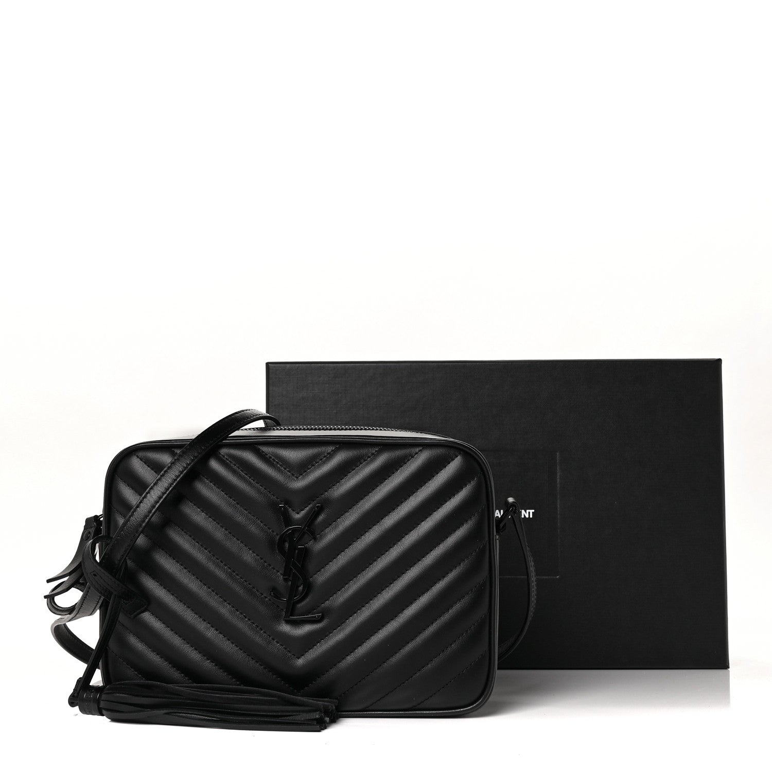 Saint Laurent Calfskin Matelasse Monogram Lou Camera Bag Black 9 of 9