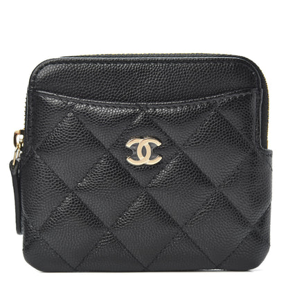 Chanel Caviar Quilted Zip Card Holder Wallet Black 1 of 8
