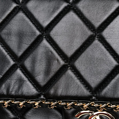 Chanel Crumpled Calfskin Quilted Large Chain All Over Flap Bag Black 10 of 12