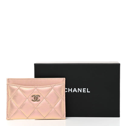 Chanel Iridescent Calfskin Quilted Card Holder Pink 9 of 9