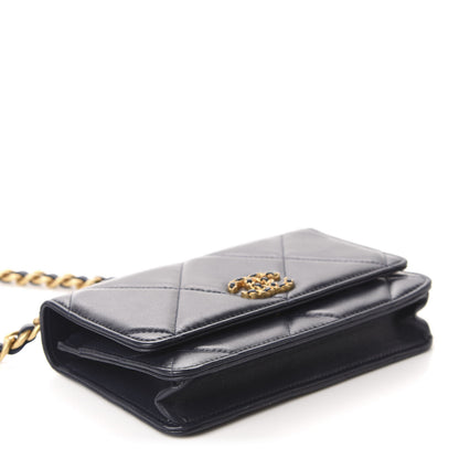 Chanel Lambskin Quilted 19 Wallet On Chain WOC Navy Blue 4 of 12