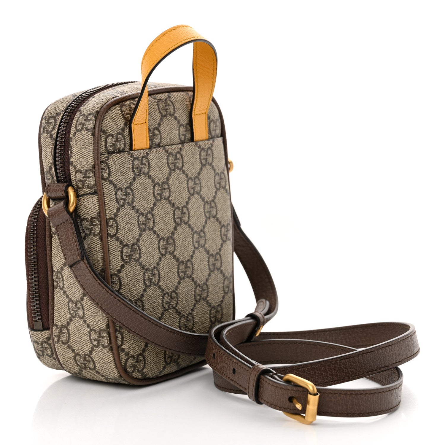 Gucci GG Supreme Monogram Mini Neo Vintage Double Zip Messenger Bag Beige New Acero Crop 3 of 10