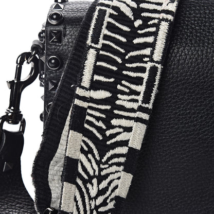 Valentino Garavani Pebbled Calfskin Onyx Medium Guitar Strap Rockstud Rolling Flap Saddle Bag Black 17 of 18