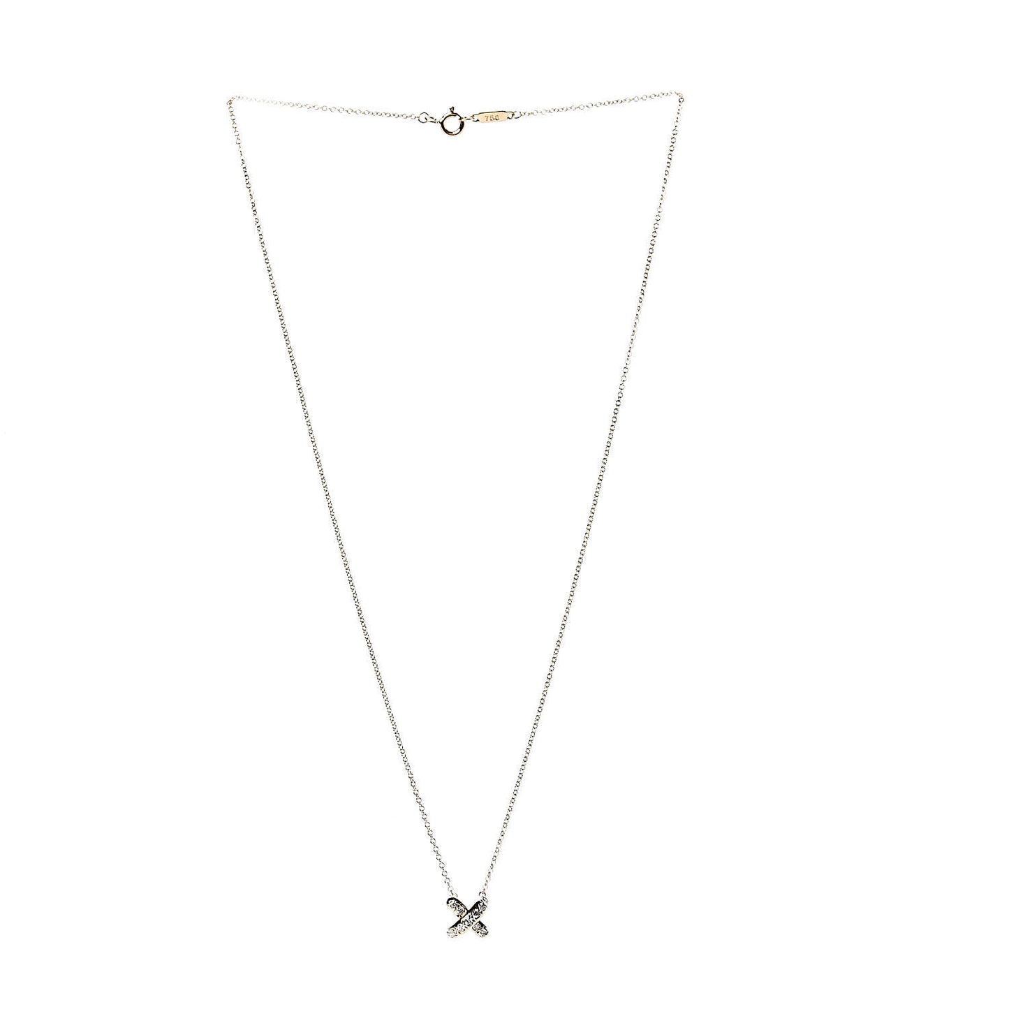 18K Yellow Gold Diamond Cross Stitch Pendant Necklace