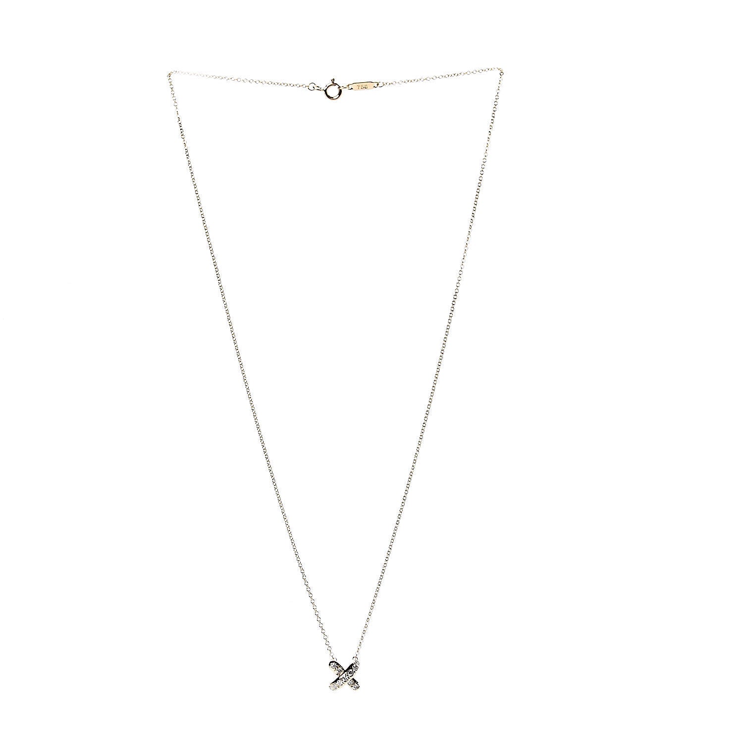 Tiffany 18K Yellow Gold Diamond Cross Stitch Pendant Necklace 3 of 6