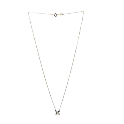 Tiffany 18K Yellow Gold Diamond Cross Stitch Pendant Necklace 3 of 6
