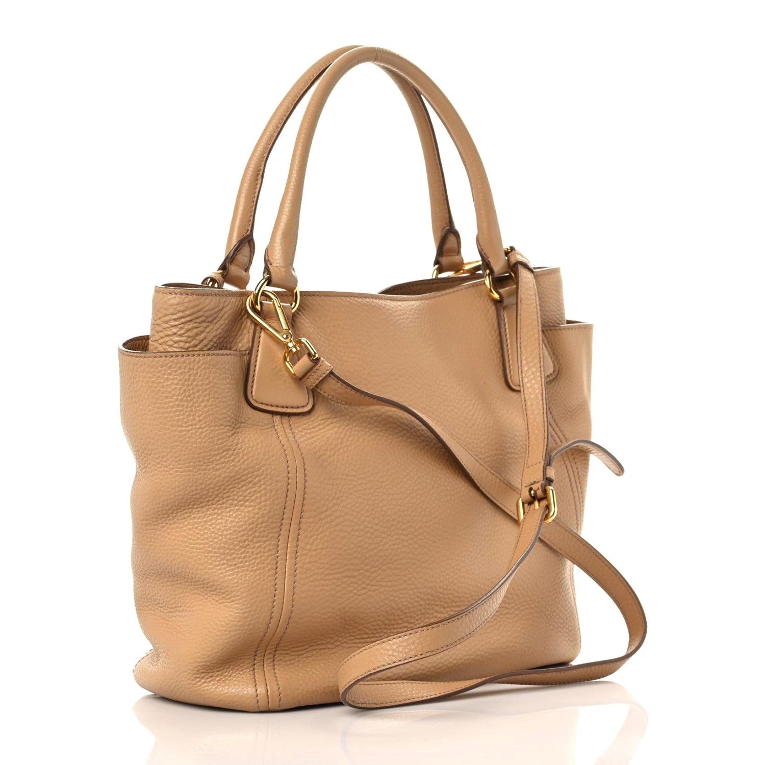 Prada Vitello Daino Side Pocket Tote Caramel 2 of 13