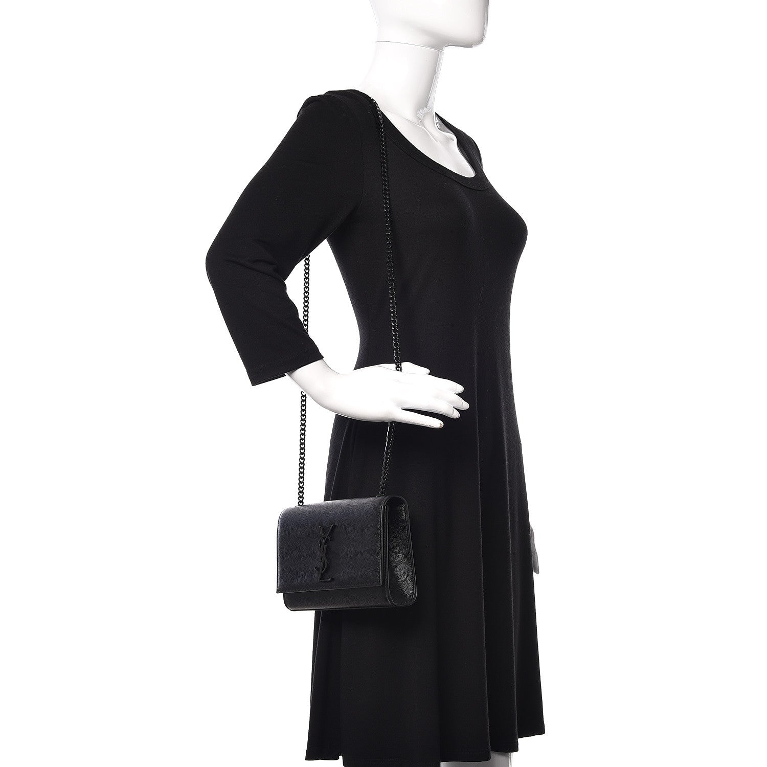 Saint Laurent Grain De Poudre Small Monogram Kate Satchel Black 2 of 10