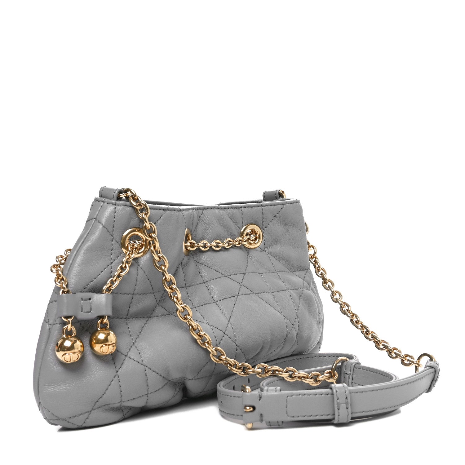 Christian Dior Lambskin Supple Macrocannage Small Ammi Bag Grey 3 of 10