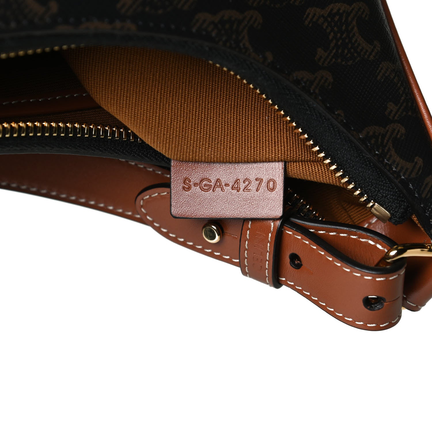 Celine Triomphe Canvas Calfskin Ava Shoulder Bag Tan 12 of 21