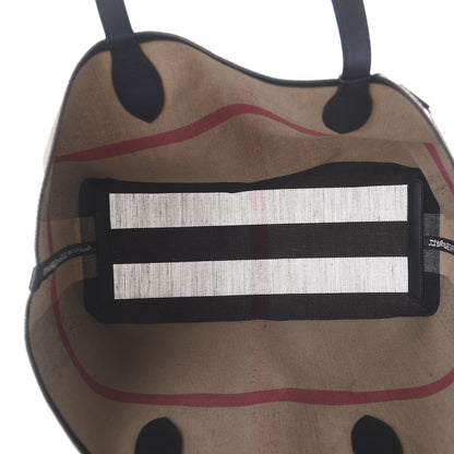 Burberry Coated Canvas Mega Check Medium Doodle Tote Black 5 of 9