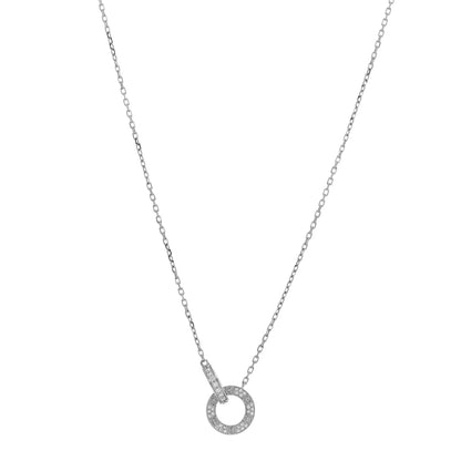 Cartier 18K White Gold Diamond Interlocking LOVE Paved Necklace 1 of 4