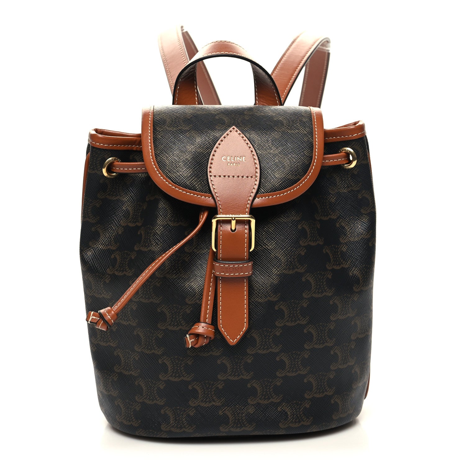 Celine Triomphe Canvas Calfskin Mini Folco Backpack Tan 1 of 10