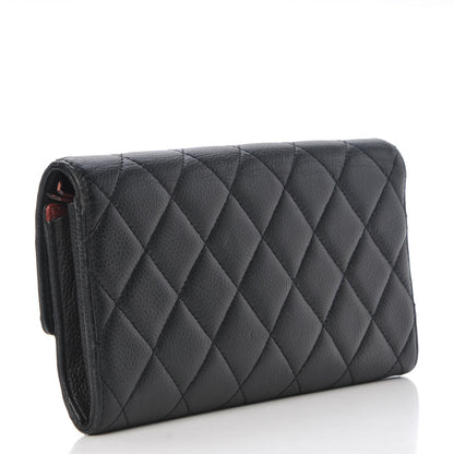 Chanel Caviar Quilted Large Gusset Flap Wallet Black 3 of 9