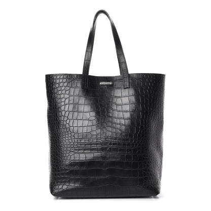 Saint Laurent Calfskin Crocodile Embossed Bold Shopper Tote Black 1 of 12