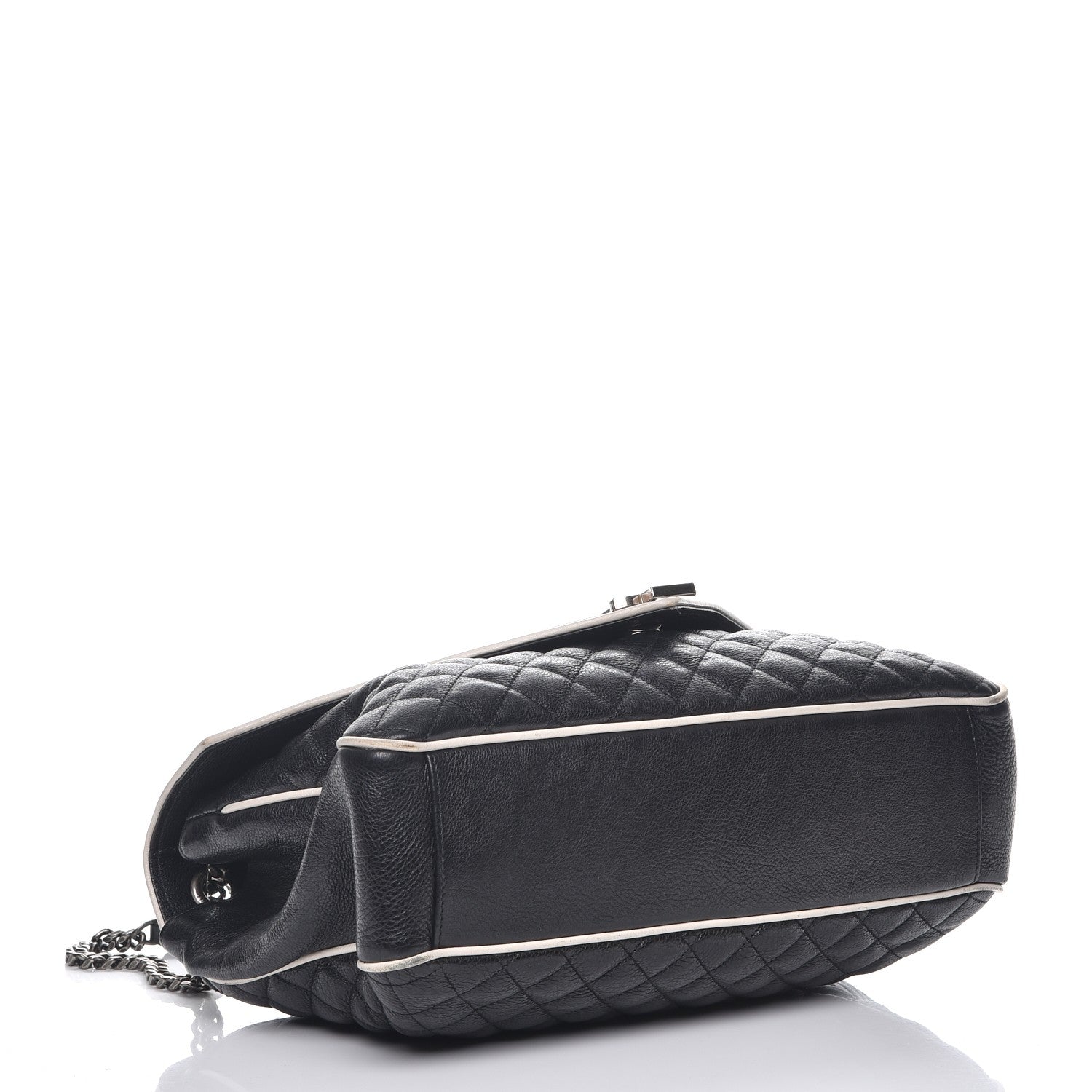 Saint Laurent Calfskin Mixed Matelasse Triquilt Large Monogram Envelope Satchel Black White 4 of 13