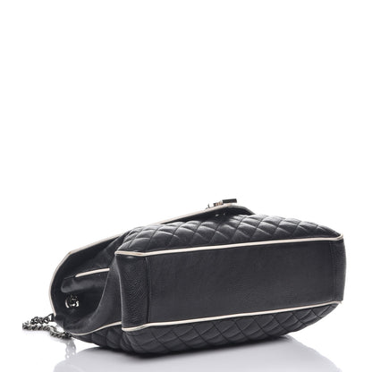 Saint Laurent Calfskin Mixed Matelasse Triquilt Large Monogram Envelope Satchel Black White 4 of 13
