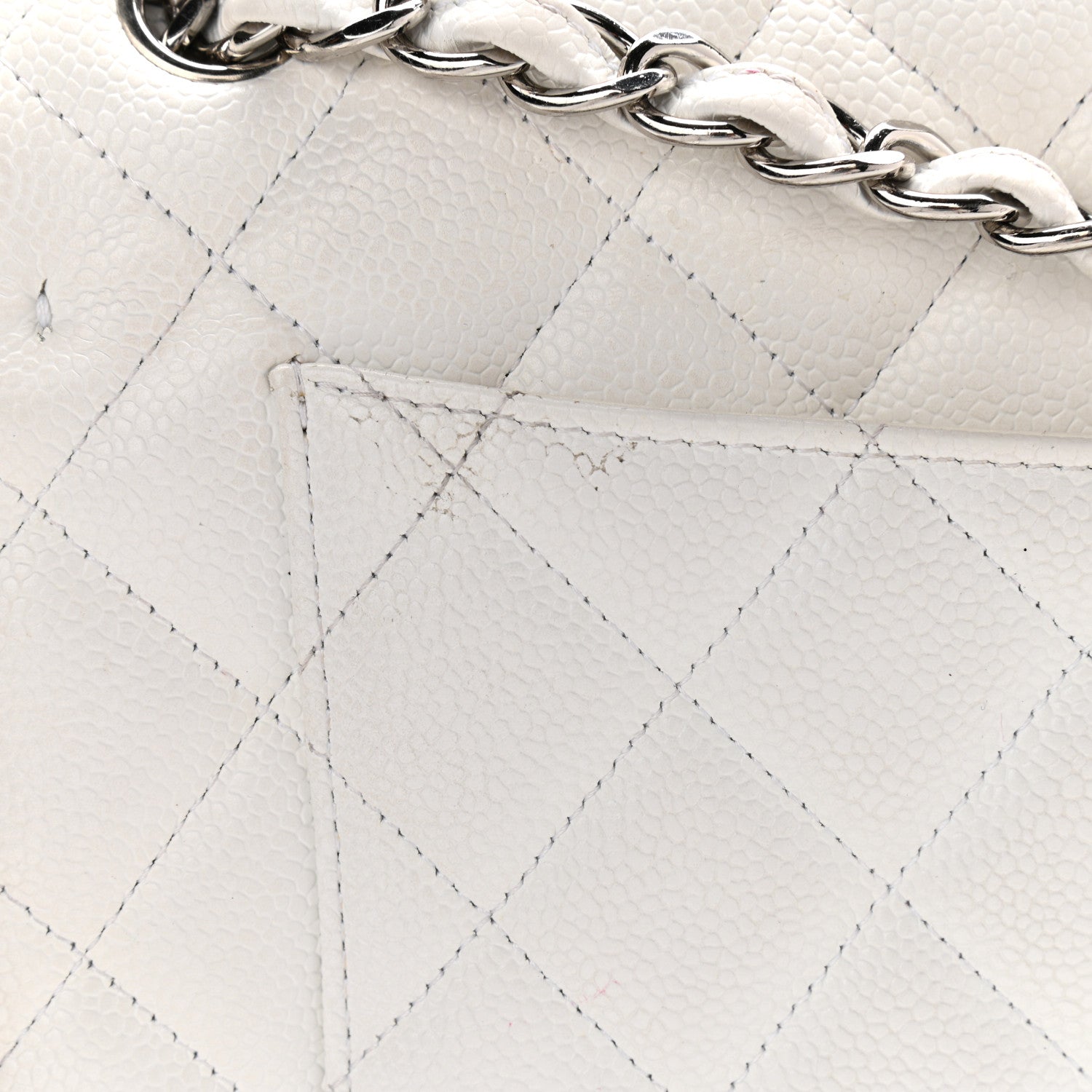 Chanel Caviar Quilted Jumbo Double Flap White 23 of 32