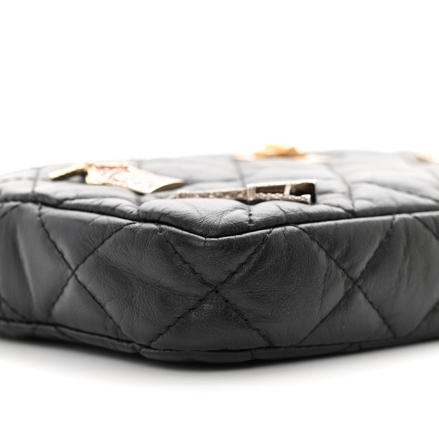 Aged Calfskin Lucky Charms 2.55 Reissue Small Clutch With Chain Black
