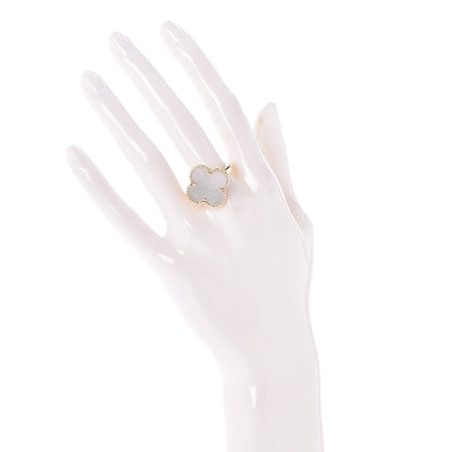 Van Cleef & Arpels 18K Yellow Gold Mother of Pearl Magic Alhambra Ring 56 7.75 2 of 5