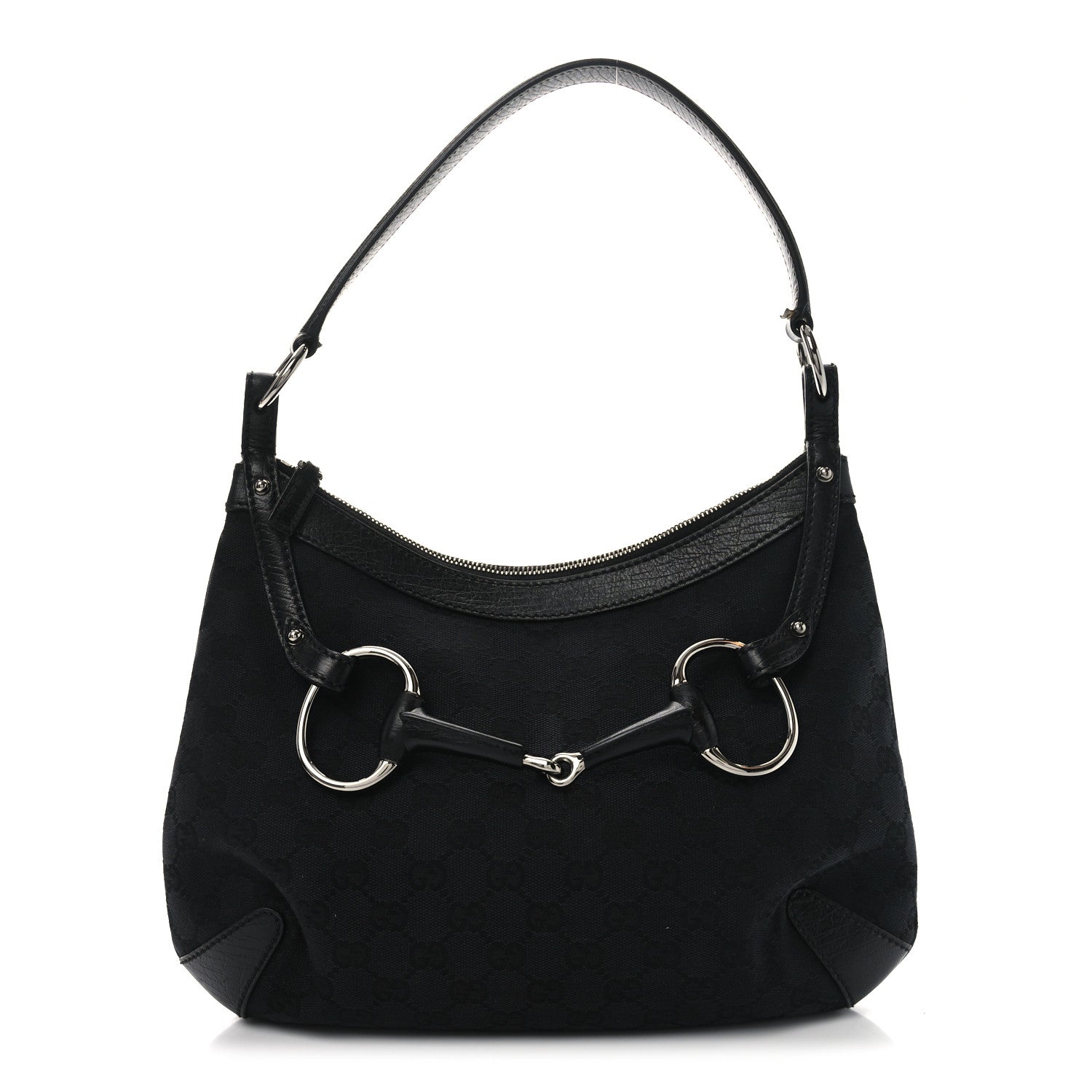 Gucci Monogram Horsebit Hobo Black 1 of 12