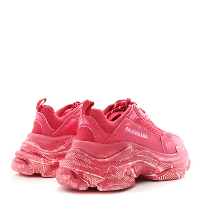 Balenciaga Fabric Mesh Faded Washed Womens Triple S Sneakers 38 Red 5 of 9
