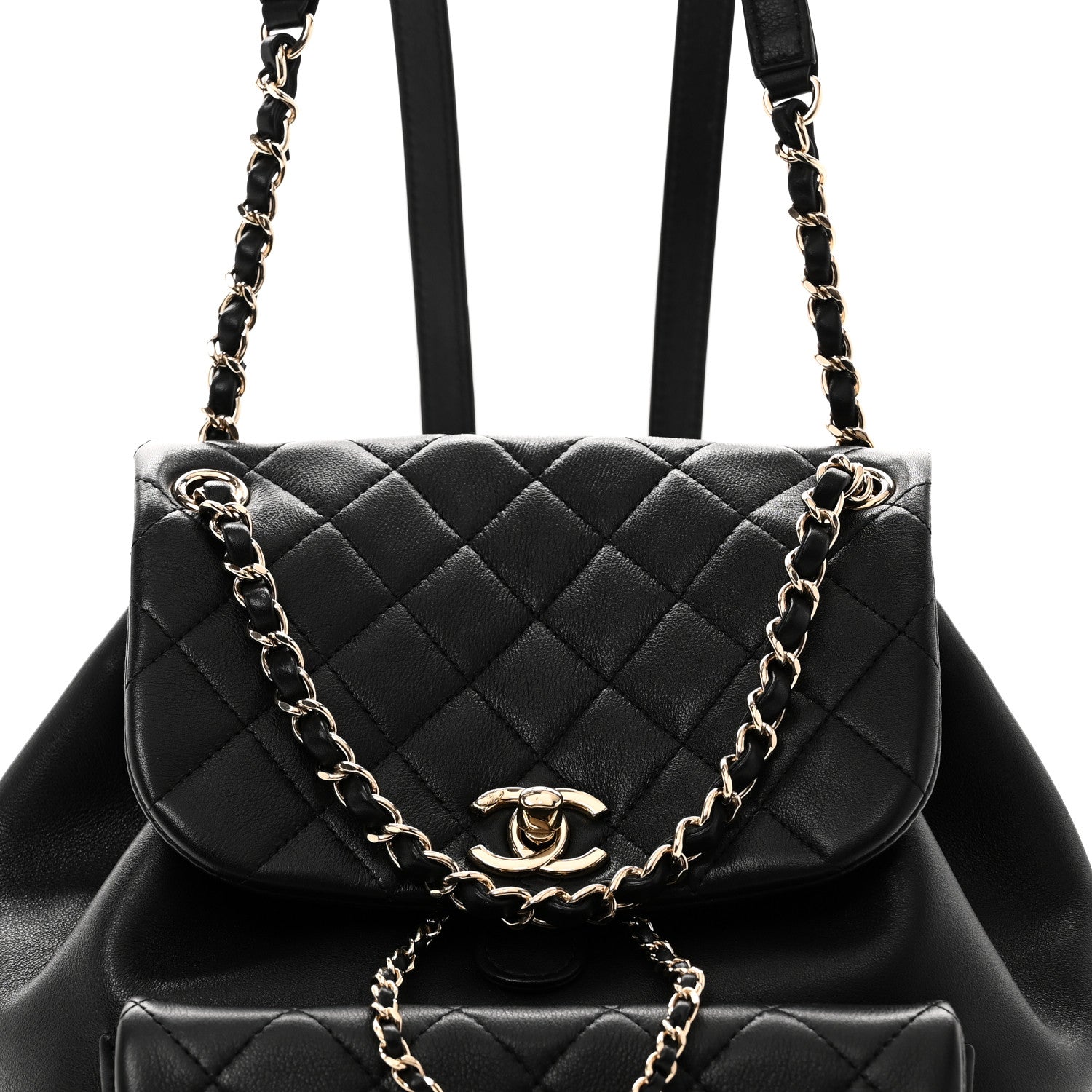 Chanel Lambskin Quilted Large Duma Drawstring Backpack Black 8 of 10