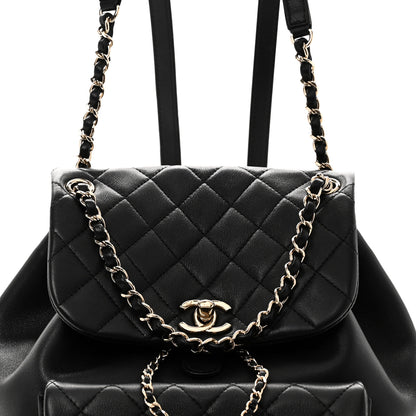 Chanel Lambskin Quilted Large Duma Drawstring Backpack Black 8 of 10