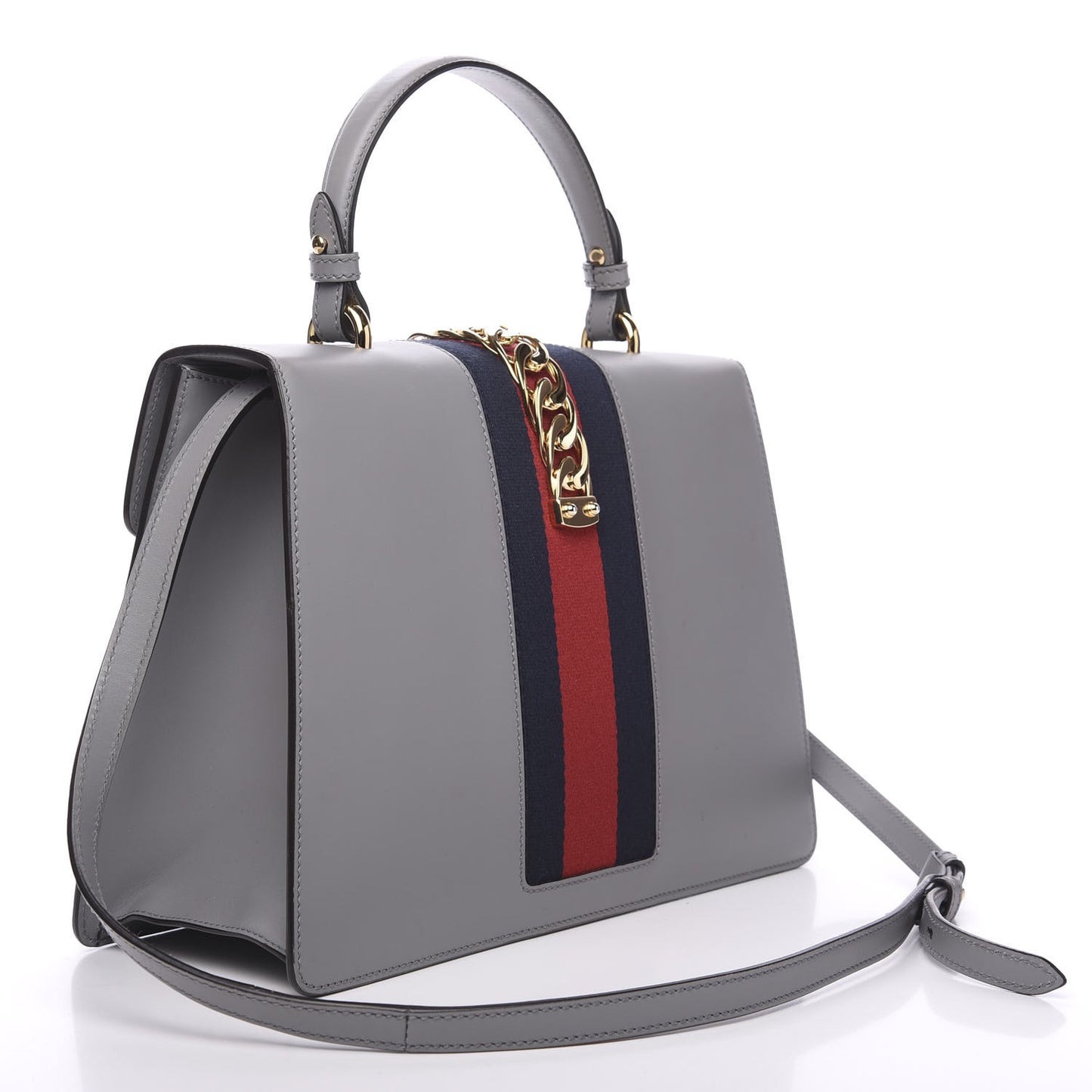 Calfskin Emboridered Medium Sylvie Top Handle Bag Deep Grey Multicolor