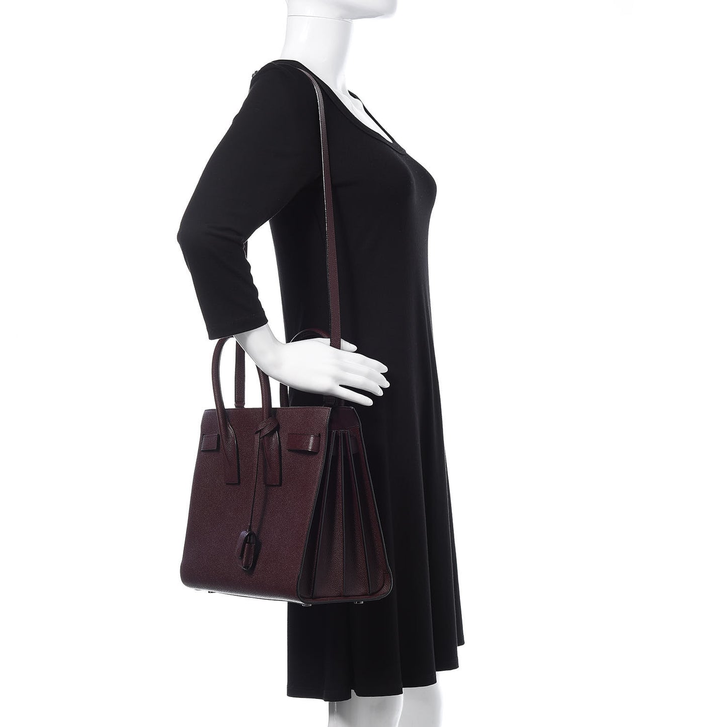 Grained Calfskin Small Classic Sac De Jour Amaranto
