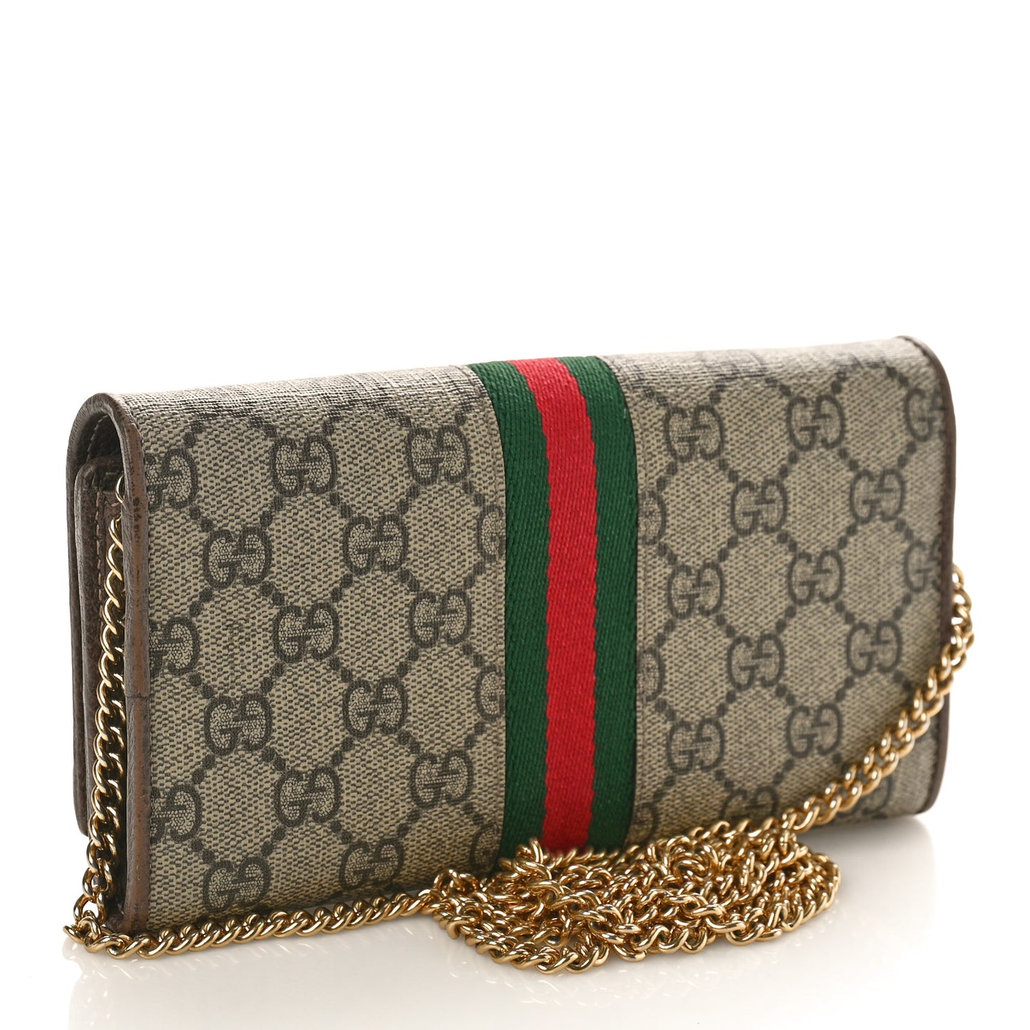 GG Supreme Monogram Web Ophidia Wallet On Chain Brown