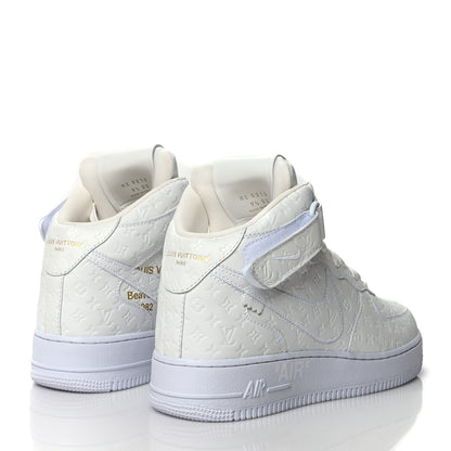 Louis Vuitton X NIKE AIR FORCE 1 Calfskin Monogram Mid Sneakers 9.5 White 4 of 8