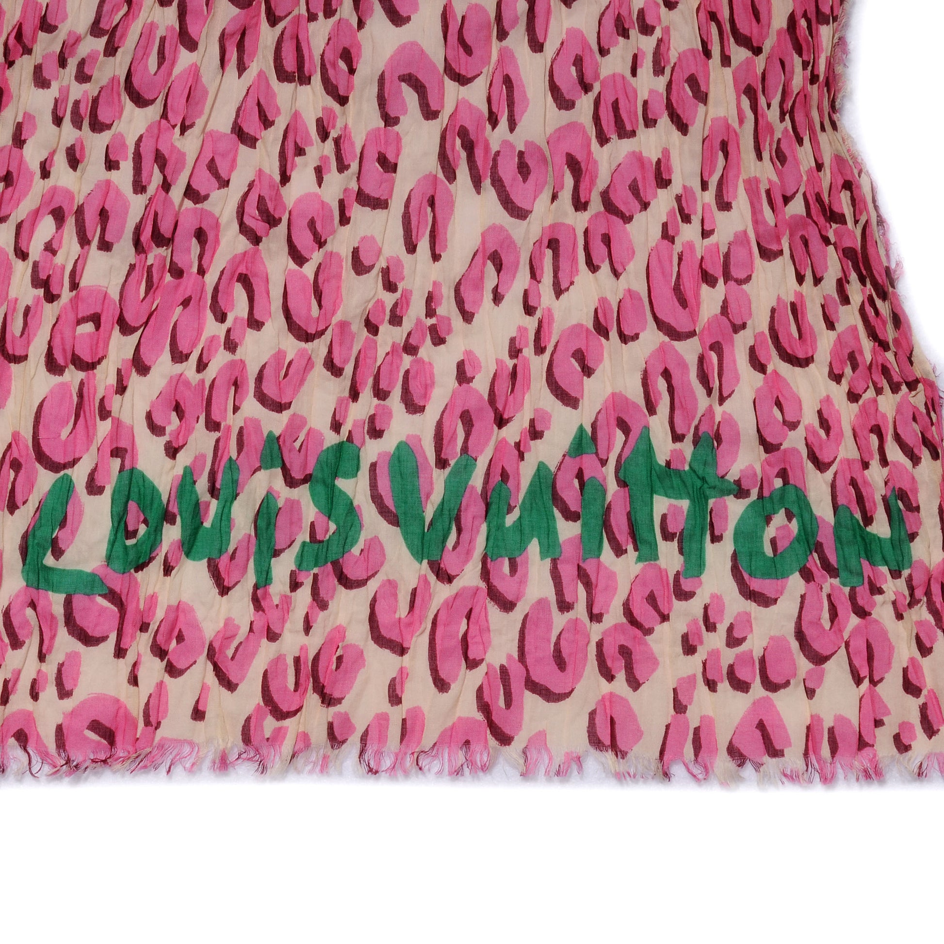 Louis Vuitton Cotton Leopard Pareo Blanc Corail 5 of 7