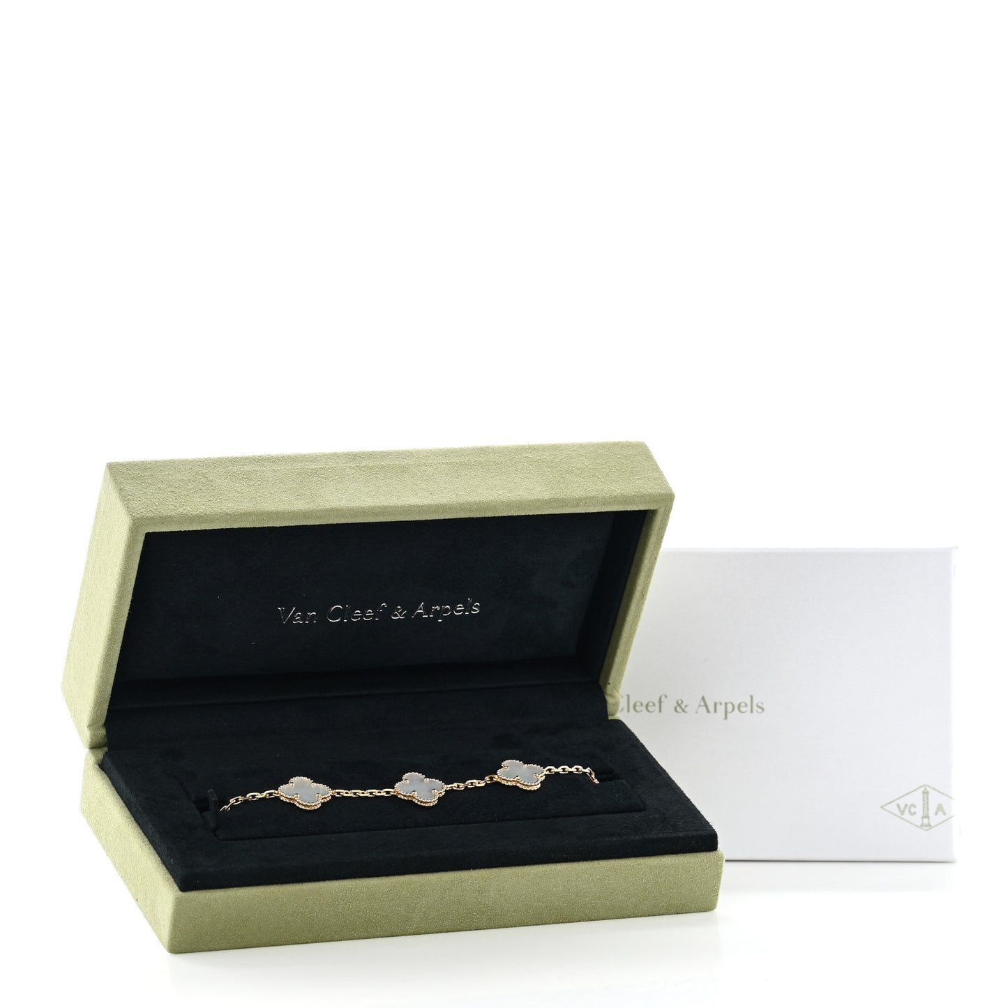 18K Yellow Gold Mother of Pearl 5 Motifs Vintage Alhambra Bracelet