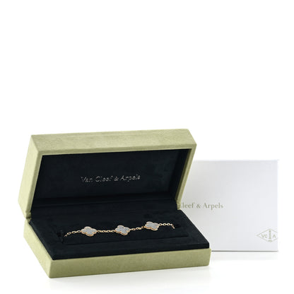 Van Cleef & Arpels 18K Yellow Gold Mother of Pearl 5 Motifs Vintage Alhambra Bracelet 5 of 5