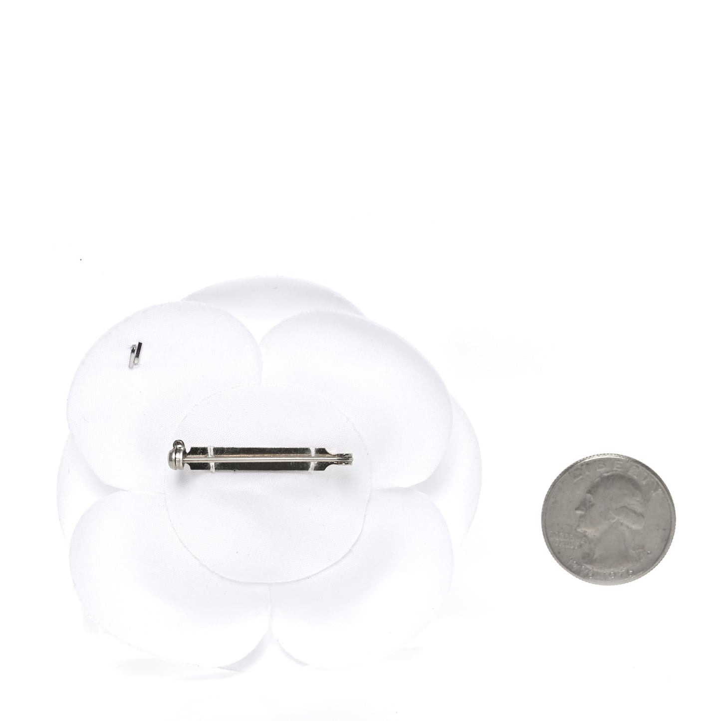 Canvas Camellia Pin Brooch Ivory