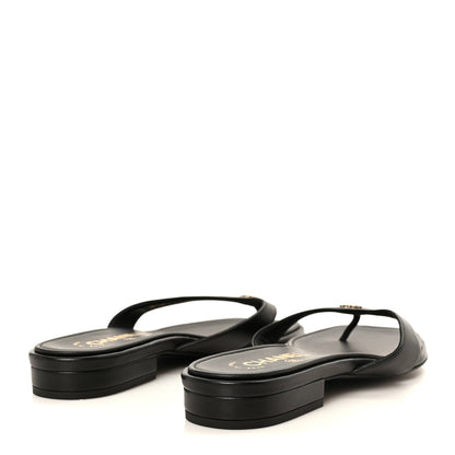Chanel Lambskin CC Thong Sandals 38 Black 5 of 9