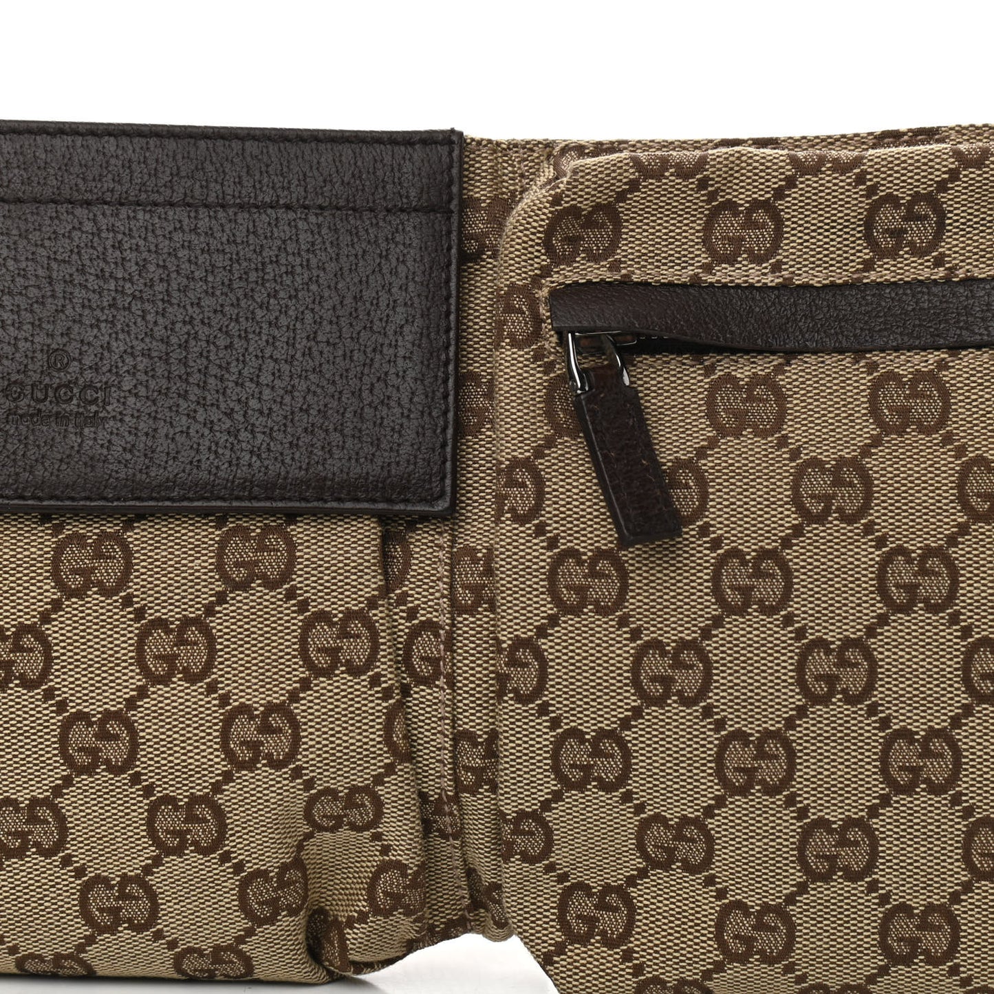GG Monogram Web Double Pocket Belt Bag Dark Brown