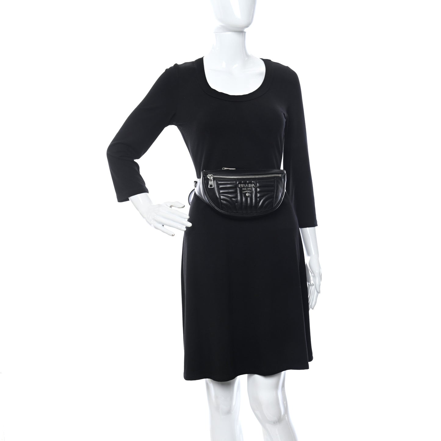 Soft Calfskin Impunture Diagramme Belt Bag Black