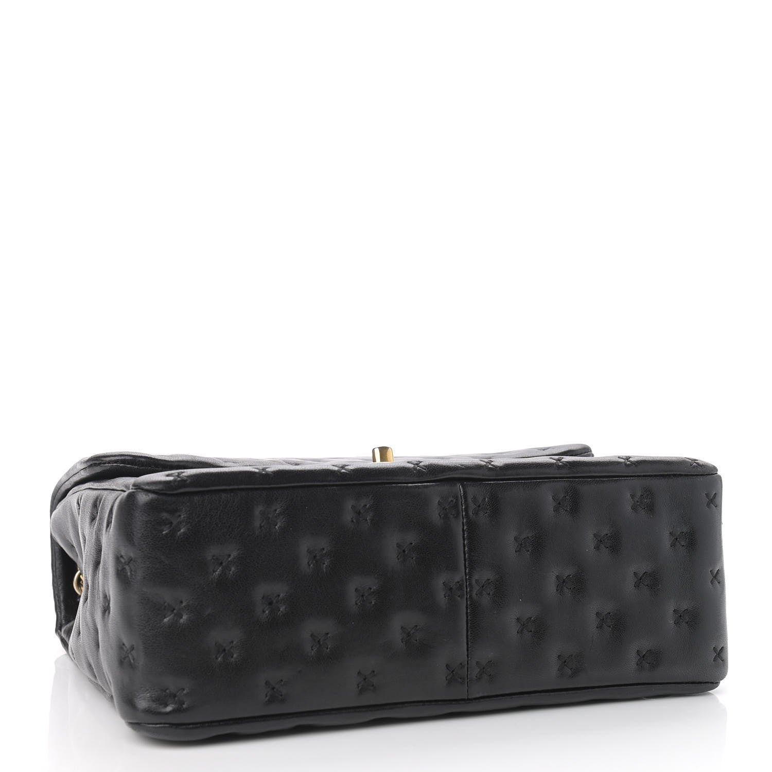 Chanel Lambskin Cross Stitch Small Coco Handle Flap Dark Black 4 of 10