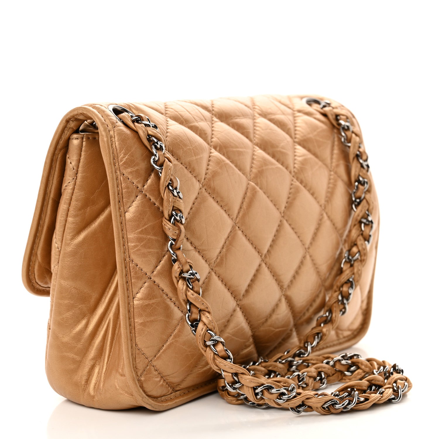 Chanel Aged Calfskin Vintage Ligne Flap Gold 3 of 10