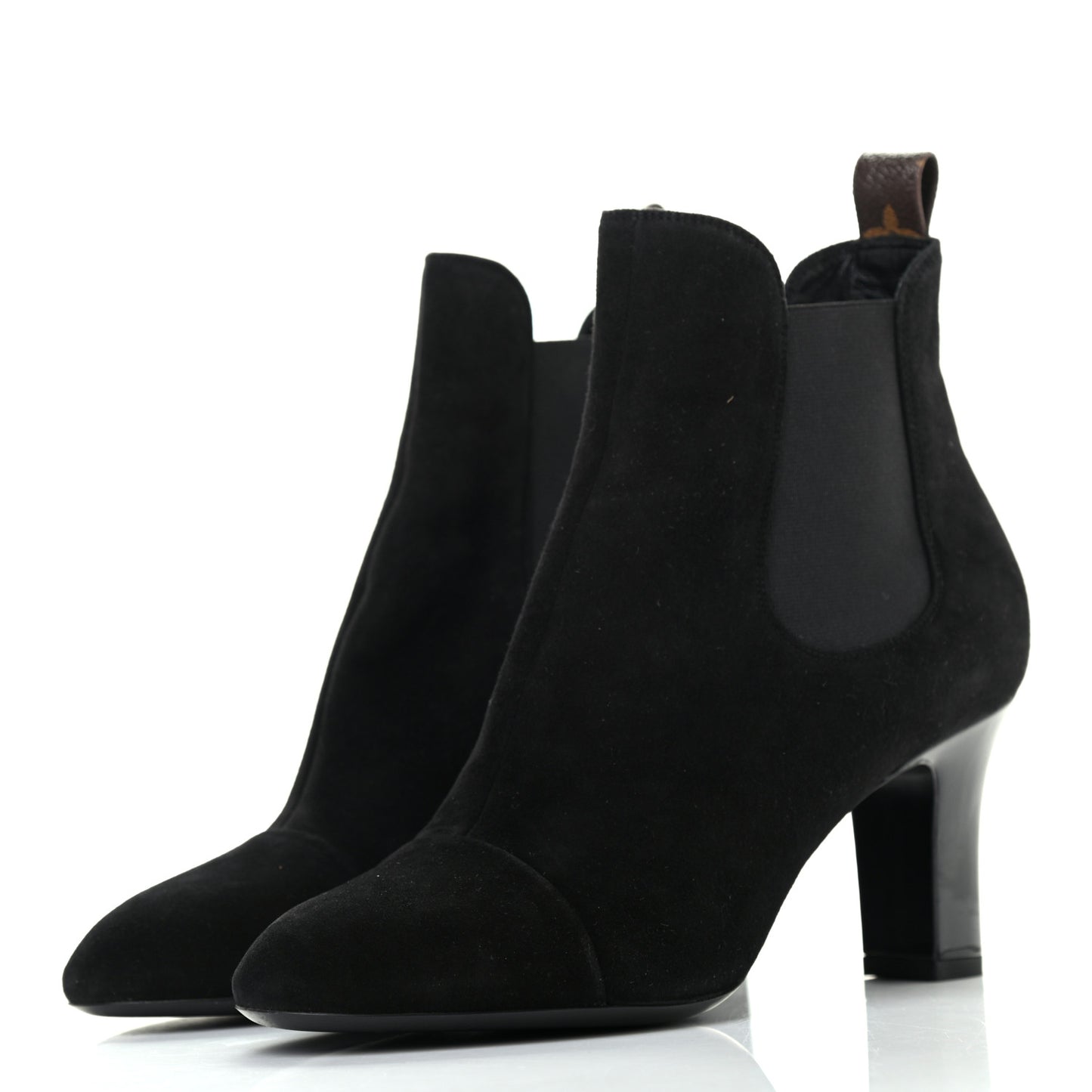 Suede Monogram Uniformes Cap Toe Chelsea 75mm Ankle Boots 39 Black