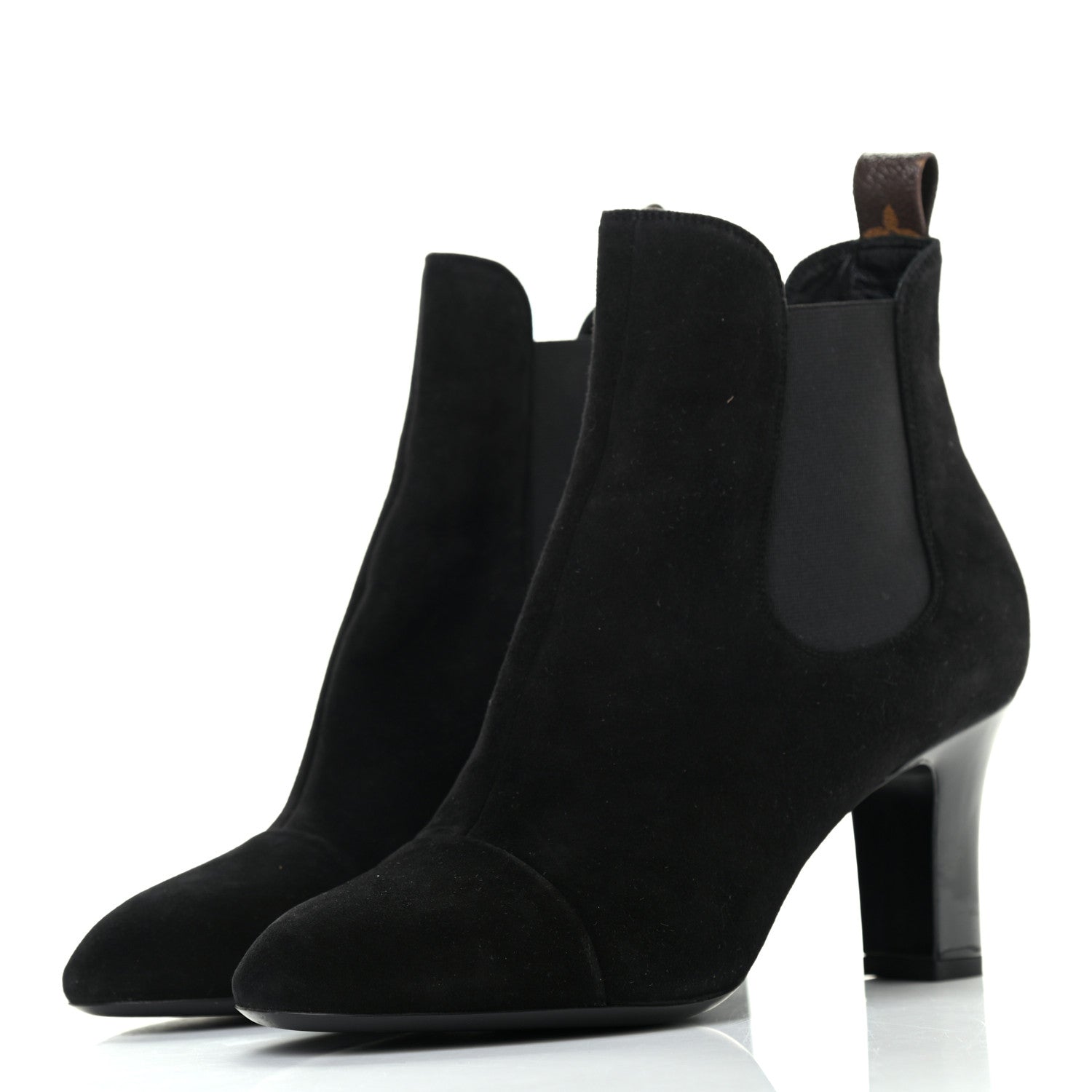 Louis Vuitton Suede Monogram Uniformes Cap Toe Chelsea 75mm Ankle Boots 39 Black 3 of 7