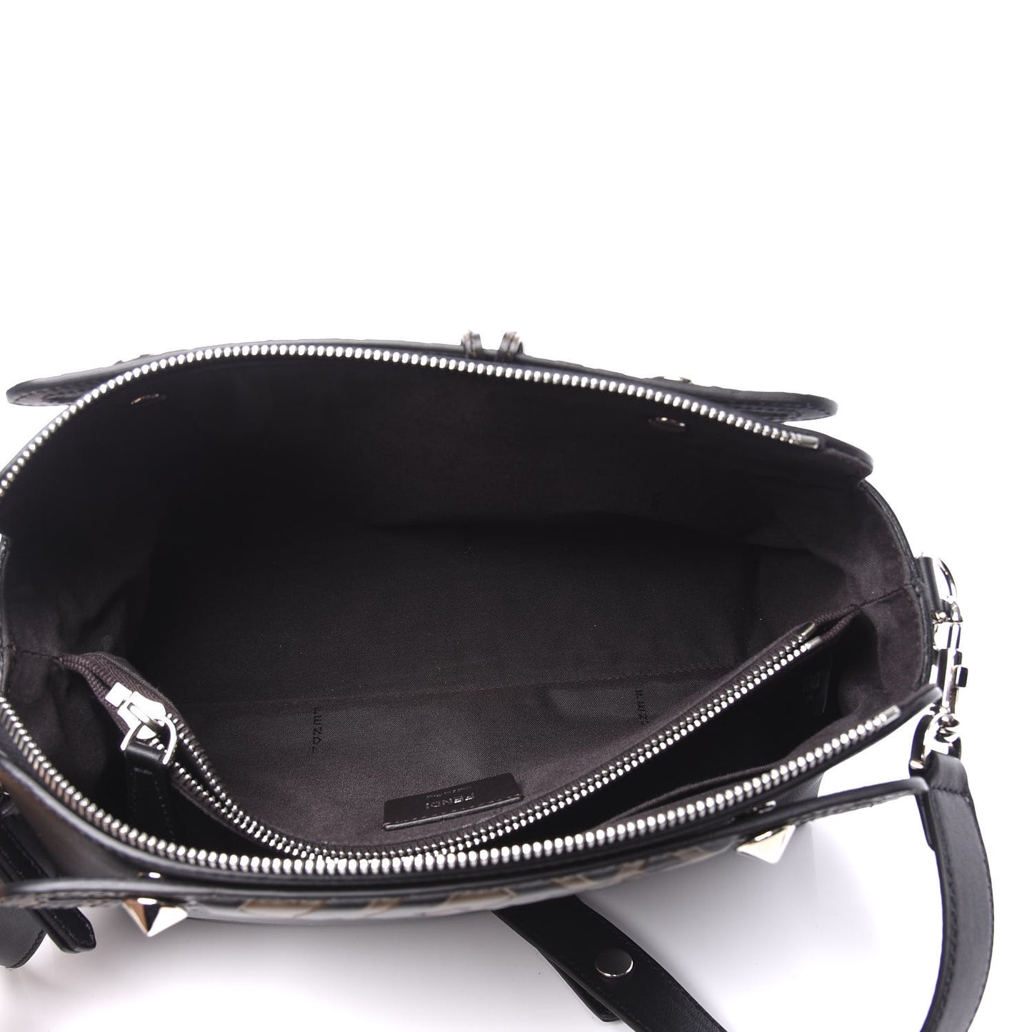 Vitello Dolce Bi-Color FF 1974 Embossed Medium By The Way Boston Bag Black Maya